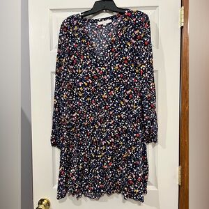 LOFT Navy Heart Print Dress